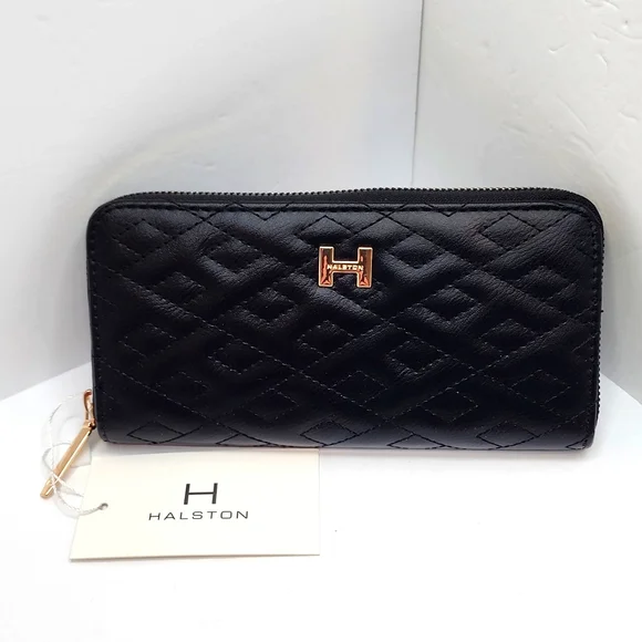 HALSTON WOMEN'S WALLET, BLACK COLOR WITH ZIPPER - Picture 1 of 15